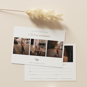 Bon cadeau photographe, modèle de certificat cadeau photographie, modèle de carte cadeau, modèle Photoshop, certificat cadeau modifiable