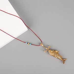 Collana di pesci d&#39;oro,Collana di pesci,Collana di pesci grandi,Collana di perle,Gioielli unici,Collana fatta a mano,Regalo per lei,Gioielli delicati,Regolabile
