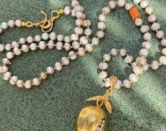 Vintage Necklace ,Pomegranete Necklace ,pearl Necklace ,Ottoman art ,Handmade Necklace ,long Necklace ,antik Necklace ,Antique Necklace ,