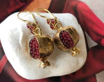 Pomegranate Design Earrigns,Handmade Jewelry,Christmas Gift,turkish jewelry,Pomegranete,ottoman earrigns,blackfriday,sale,gift for her ,