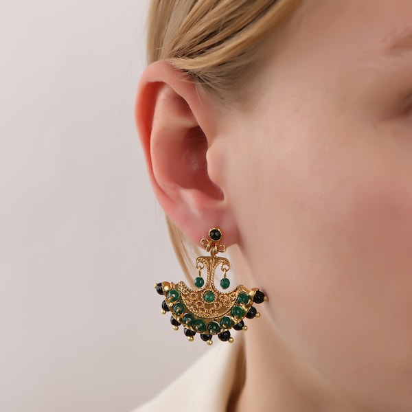 Boucles d'oreilles ottomanes faites à la main, modèle d'art, bijoux turcs. Boucles d'oreilles faites à la main, modèle ottoman, cadeau de Noël, best-seller, cadeau pour l'amour, Pendientes,