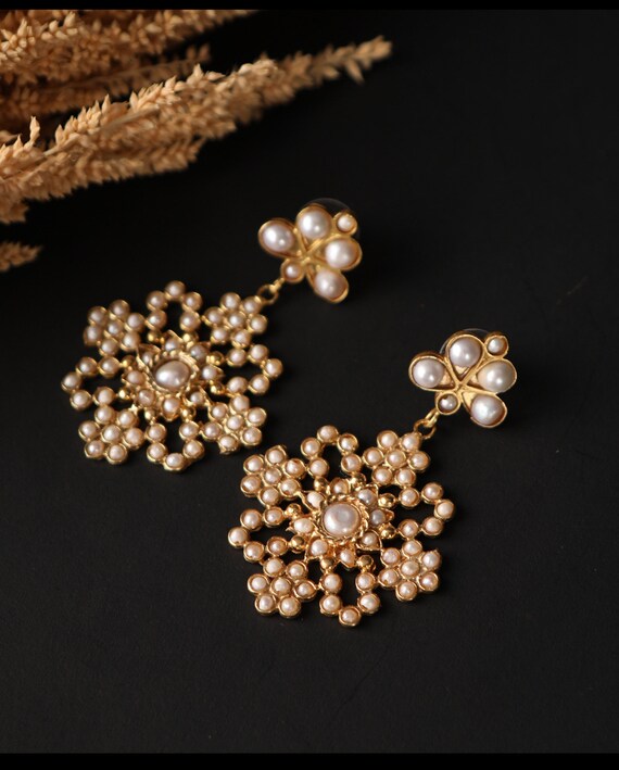 Pearl  Earrings,Unique Earrigns,Gold Plated earrigs ,Handmade Earrigns,Gold Earrigns,Turkish earrigs ,Handmade Jewelry earrigs .gift for her