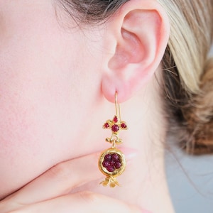 Pomegranate Design Earrings,Ottoman Earrigns,Gold Plated Earrings ,Brass Earrigns,Gemstone Earrigns,Turkish Earrings ,Handmade Jewellery
