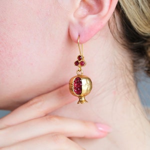 Pomegranate Design Earrings,Ottoman Earrigns,Gold Plated Earrings ,Brass Earrigns,Gemstone Earrigns,Turkish Earrings ,Handmade Jewellery