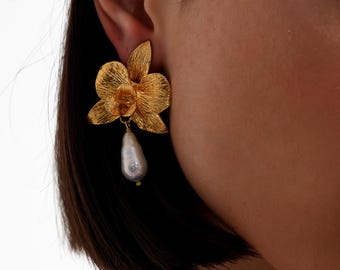 Pearl Earrings,Ottoman Earrigns,Gold Plated Earrings, Brass Earrigns, Gemstone Earrigns,Turkish Earrings,Handmade Jewellery, Gift for Her