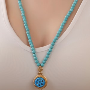 Assyrian Necklace ,Turquoise Necklace ,7 Holled Assyrian Necklace ,Evil Eye Necklace ,Handmade necklace ,Turkish jewelry,Evil eye