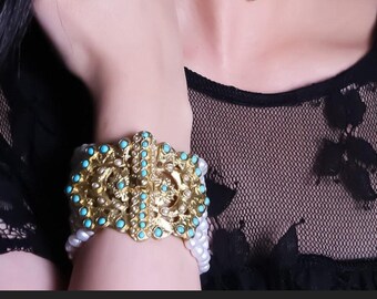Handgemaakte armband, parelsteen, unieke armband, Turkse sieraden, parelarmband, speciaal cadeau, Ottomaanse sieraden, moedercadeau, Ottomaanse armband, cadeau
