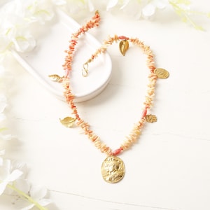Ethnic Design Necklace,Coral Stone Necklace,Handmade Necklace,Gold Filling Necklace,Coral Necklace,Necklace,Gift for Her,Ottoman Design