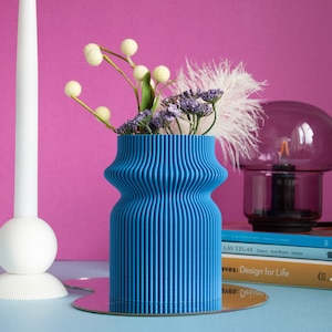 Rib Cinch Vase - 3D Printed Vase, Dried Flower Vase, Modern Eclectic Funky Vase, 100% Recycled
