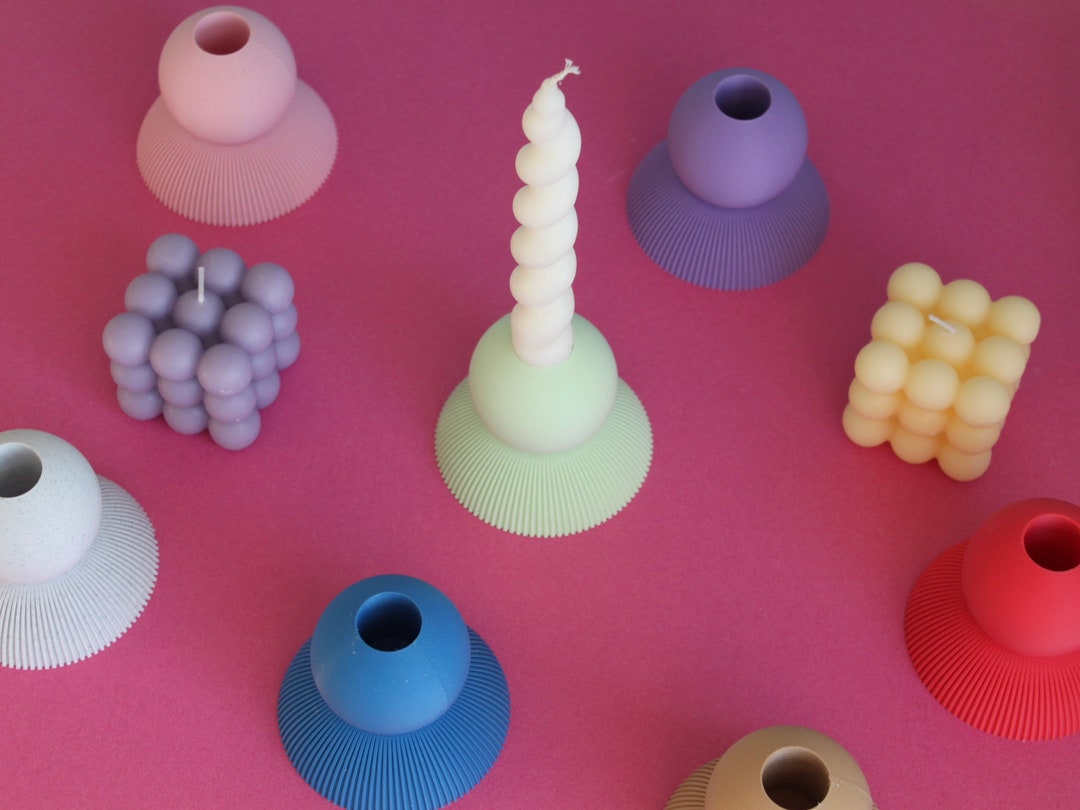 2piece Post Modern Candlestick Holder 3D Printed, Eclectic Home Decor