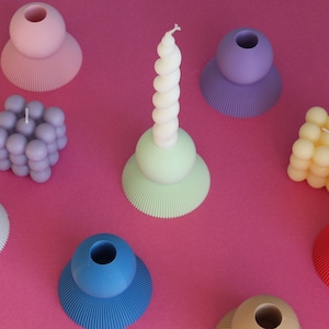 2-Piece Post Modern Candlestick Holder - 3D Printed, Eclectic Home Decor, 100% Recycled Candlestick Holder