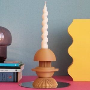 5-Piece Post Modern Candlestick Holder - 3D Printed, Eclectic Home Decor, 100% Recycled Candlestick Holder
