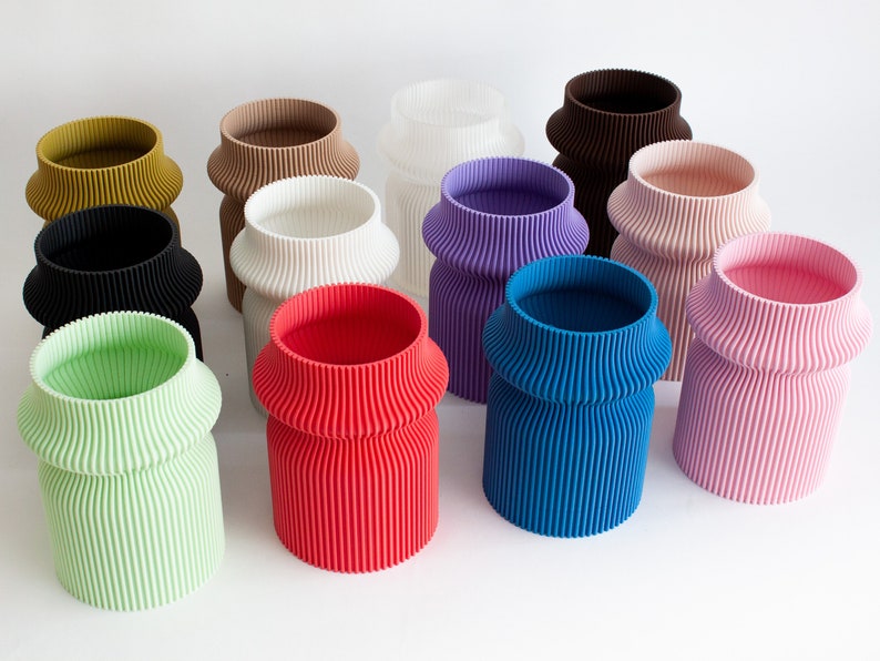 Rib Cinch Vase - 3D Printed Vase, Dried Flower Vase, Modern Eclectic Funky Vase, 100% Recycled