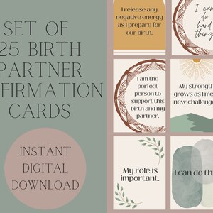 Geburtspartner Affirmationskarten | Arbeit und Lieferung | Druckbare Karten | Schwangerschaft Geschenk | Digitaler Download