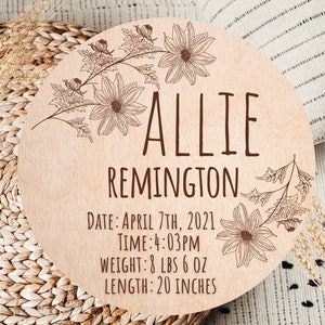 Birth Announcement Sign | Baby Name Sign | Birth Announcement Template | Birth Announcement Digital | Floral Baby Stats Sign