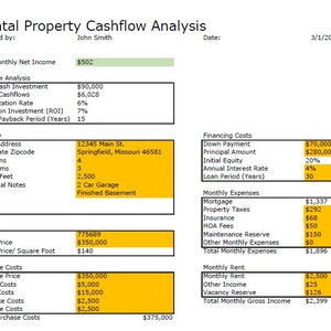 Simple Rental Property Cashflow Analysis