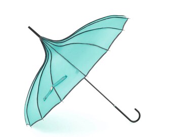 SOAKE Boutique Stylish Pagoda Ribbed Umbrella Teal