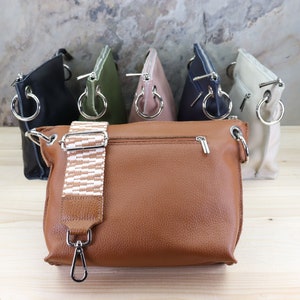 Schwarze Leder Umhängetasche mit silbernem Reißverschluss für Frauen, Leder Crossbody Tasche, Damen Bauchtasche in verschiedenen Farben
