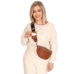 Crossbody Bag for Women, Belly Bag Women Leather, Fanny Pack with 2 Straps, Cell Phone Case /Glasses Case/ Airpods Case/Coin Purse, Gifts