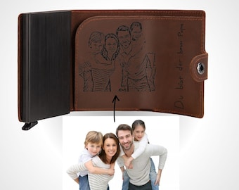 Blocking Mini Geldbörse Herren Leder personalisiert