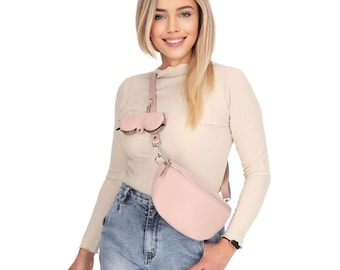 Leather Fanny Pack with Straps: Genuine Leather Waist Bag