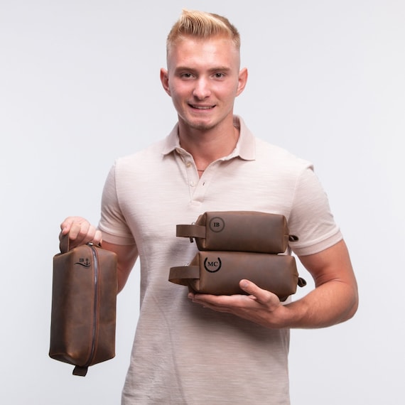 Etsy leather dopp kit sale