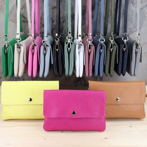 Large Leather Wallet for Women, Leather Women Purse with Shoulder Strap, Ladies Wallet with Patterned Strap, Wallet with Snap Closure