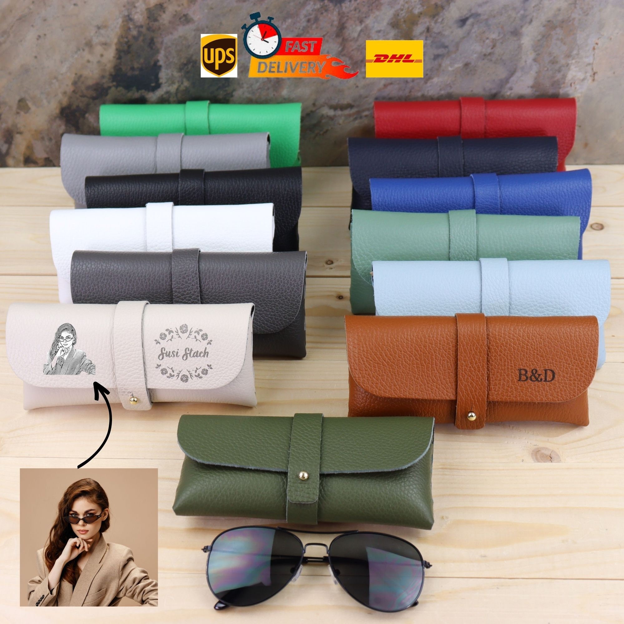 Personalised Leather Glasses Case