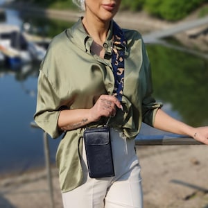 Small Crossbody Cell Phone Women Purse, Valentine's day gift,Mini Messenger Handbag and Wallet with Card Slots with Leather & Patterned Belt