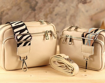 Leather Crossbody Bag with Extra Strap: Women's Shoulder Bag