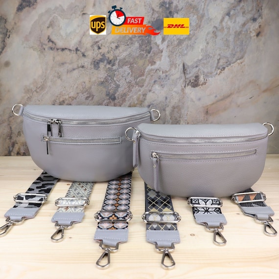 Leather Shoulder Bag With Extra Zippered Pockets Belly and