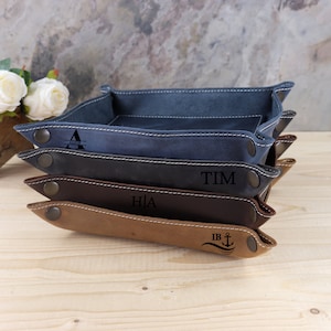 Personalized Hand Crafted Leather Desk Organizer, Custom Storage Tray, Personalized Leather Tray, Decorative Desk Tray, Christmas Gift