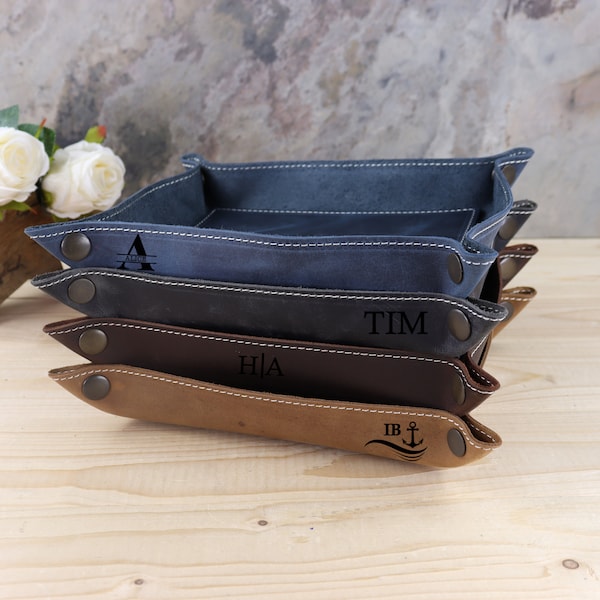 Personalisierte Hand Crafted Leather Desk Organizer, Personalisierte Leder Tablett, Dekorative Schreibtisch Tablett, Weihnachtsgeschenk