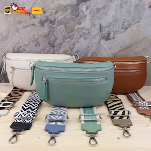 Bauchtasche Damen Stylisch Leder, Crossbody und Umhängetasche mit extra Riemen Leder für Frauen, Handtasche, Geschenk Sie, Gürteltasche