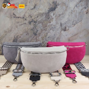 Wildleder Bauchtasche für Frauen, Weihnachtsgeschenk, Umhängetasche aus Echtleder, Ledertasche, Gürteltasche mit Ledergürtel und Gürtel
