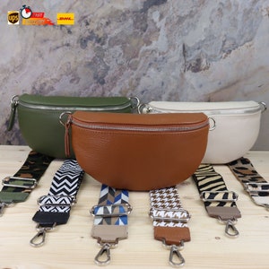 Bauchtasche Damen Stylisch Echtleder, Crossbody und Umhängetasche mit extra Riemen Leder für Frauen, Handtasche, Geschenk Sie, Gürteltasche