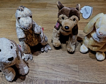 Beanie babies, Chose the one you love! Rare beanie babies, Vintage from the 1990's, Terrier, Germain Sheppard exclusive USA, dinosaur,