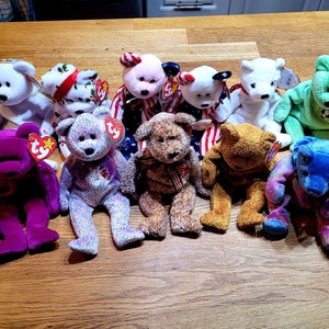 TY Beanie Baby Bears vintage/  Choose From List / Great condition/rare beanie babies/ Happy Birthday bear/holiday bear/ teddy bear