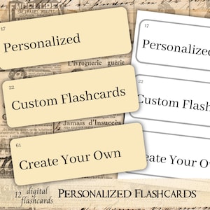 Cartes mémoire personnalisées en téléchargement numérique, 12 grandes cartes mémoire mot d'inspiration vintage Manille et économiseur d'encre, ferme, création personnalisée