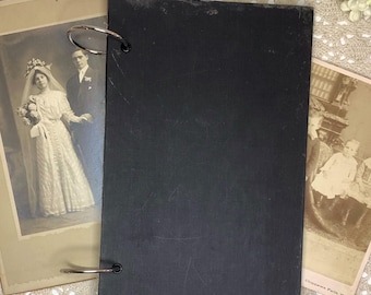 Journal Cover, Vintage 1950&#39;s Grungy Black Cloth Junk Journal Hardback Book Cover W Binder Rings, DIY Journal Making, Upcycling, 9.5 x 6