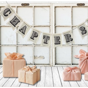 CHAPTER BANNER, Vintage Book Page Banner, Birthday Party Decoration, Graduation, Wedding, Baby Shower, Bride To Be, CUSTOM Pennant Banner