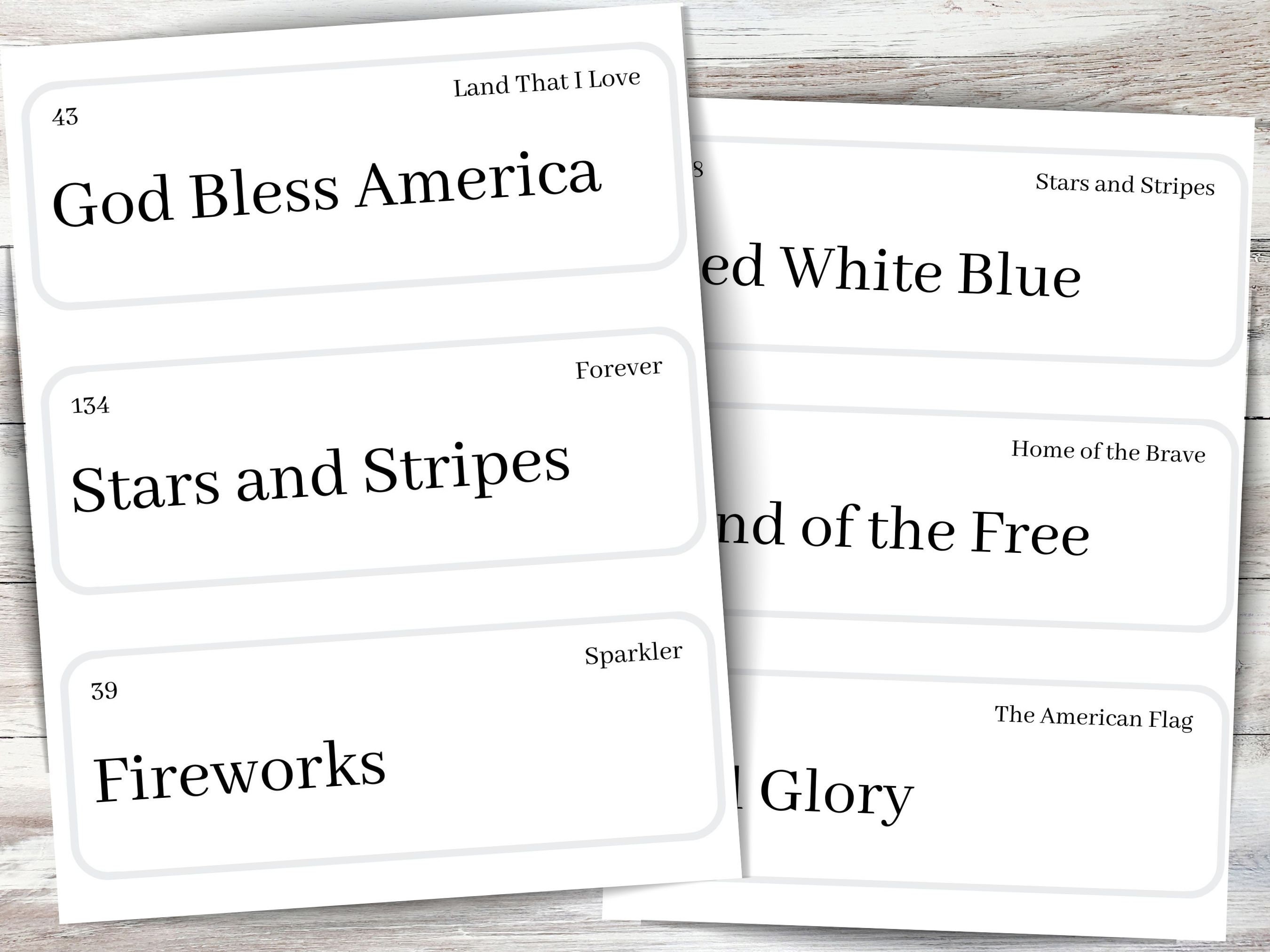 PATRIOTIC FLASHCARDS Digital Download, 12 Large Vintage Inspired Word ...