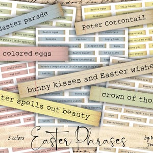 FRASI DI PASQUA Parole digitali, parole di diario spazzatura stampabili, collage effimeri, etichette di parole di diario spazzatura in 5 colori, strati di abbellimenti