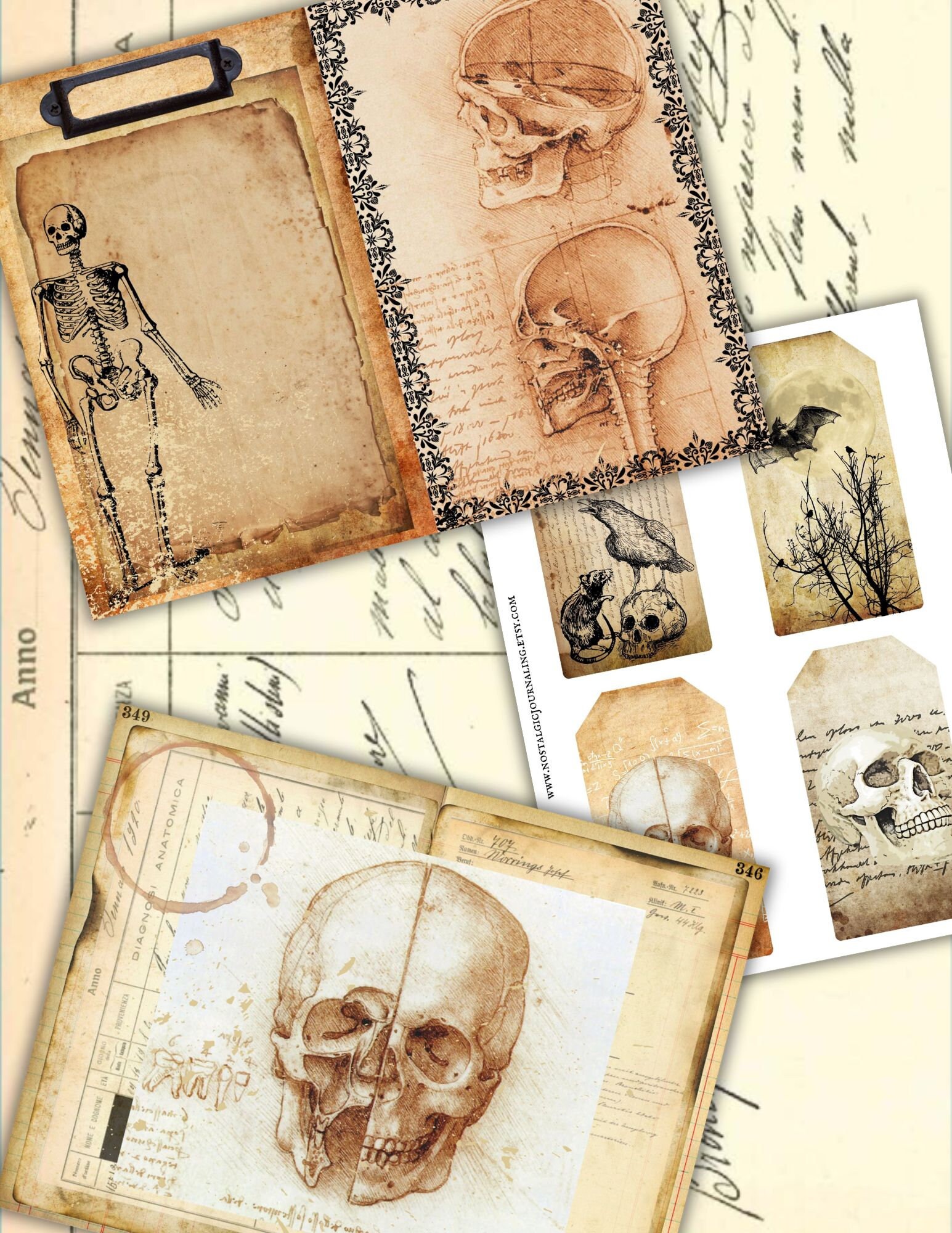 ハロウィンジャンクジャーナルキット、不気味なハロウィンデジタル