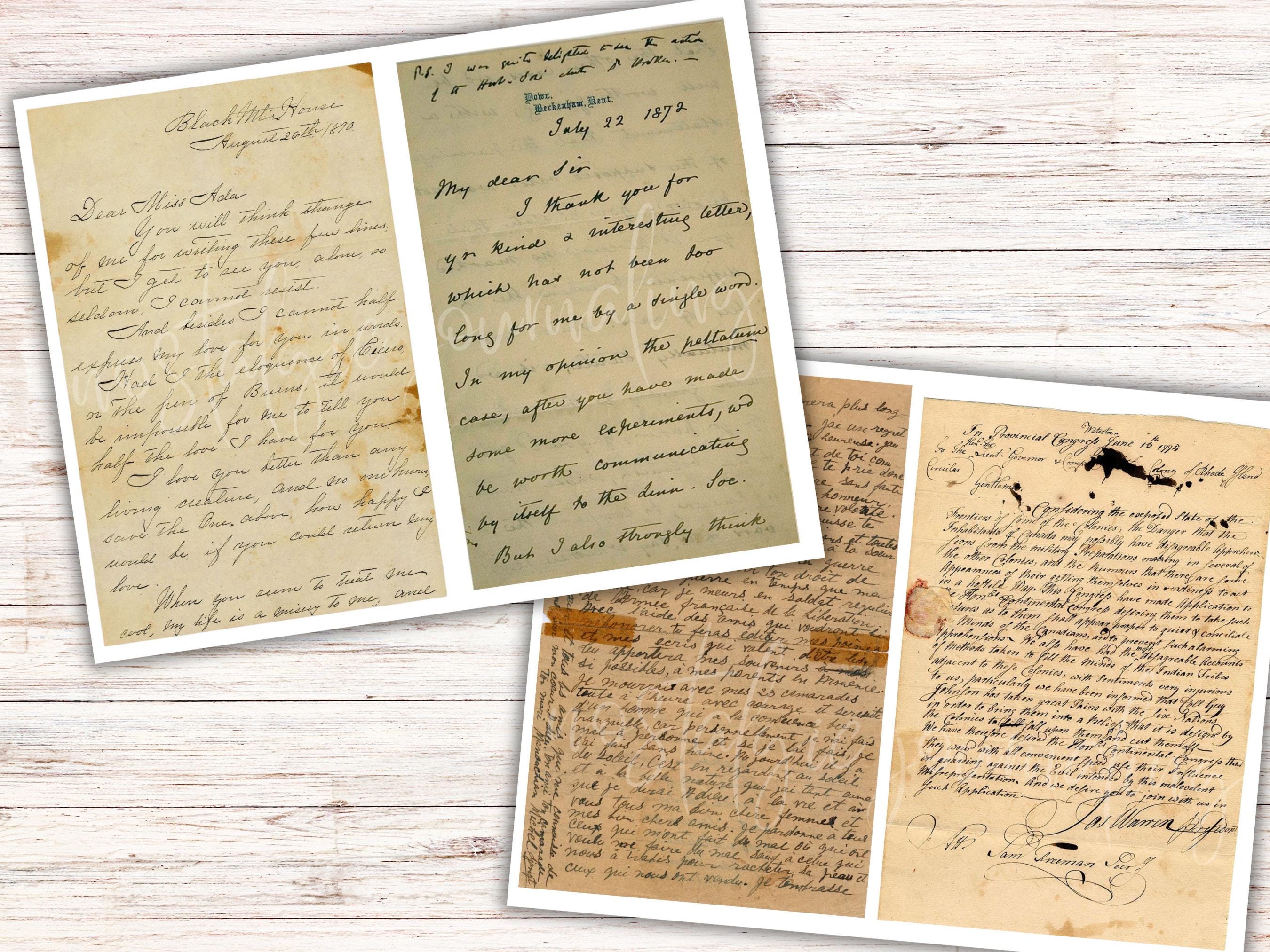 Ephemera for Junk Journals, HANDWRITTEN LETTERS Digital Download, 10 ...