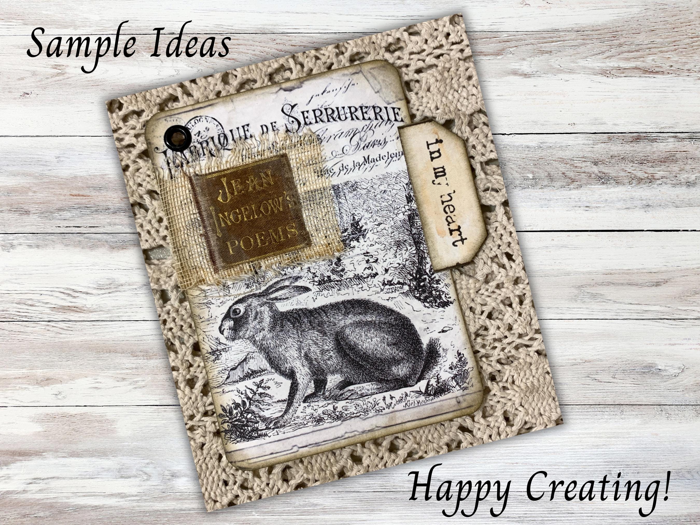 Printable EASTER RABBIT Postcards, Vintage Ephemera Digital Download ...