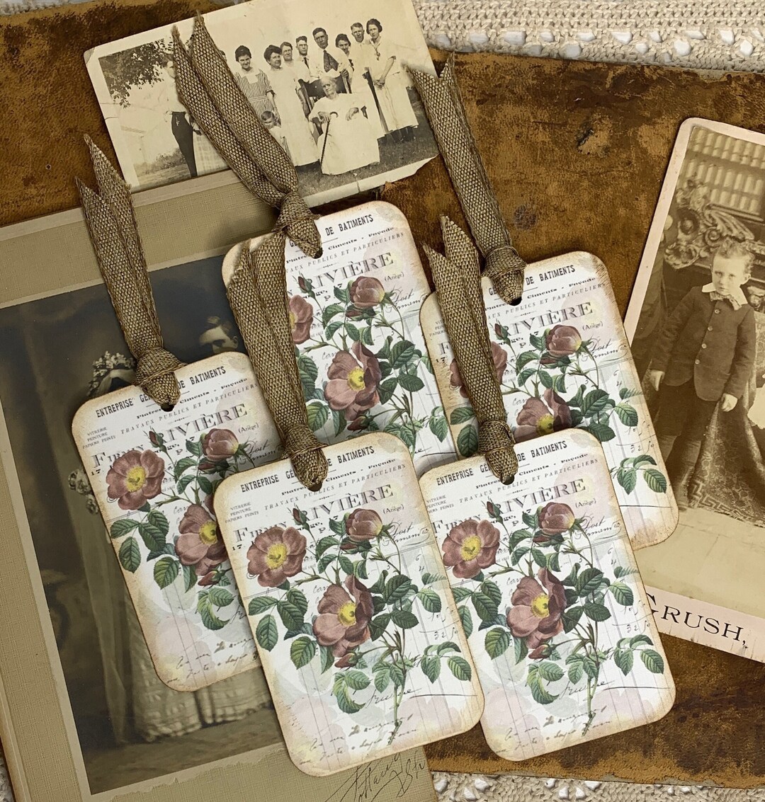 5 WILD ROSE Gift Tags Handmade Journal Tucks Wildflowers Etsy