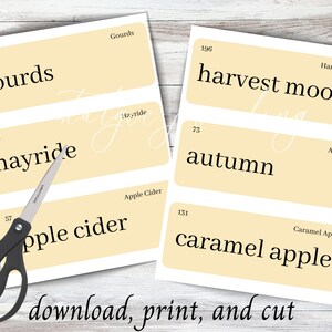 FALL FLASHCARDS Digital Download, 12 Large Vintage Inspired Word ...