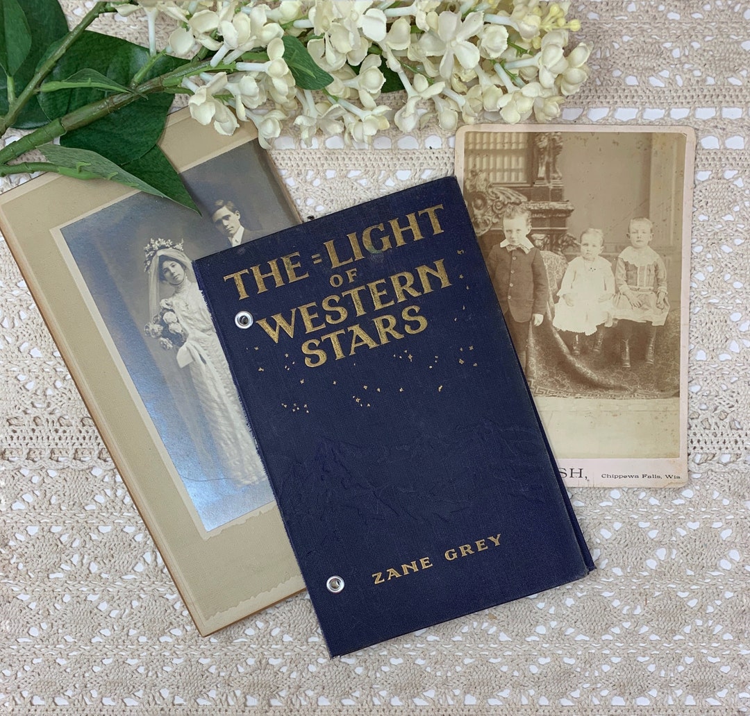 1914 Zane Grey Junk Journal Book Cover Grungy Navy Blue Etsy