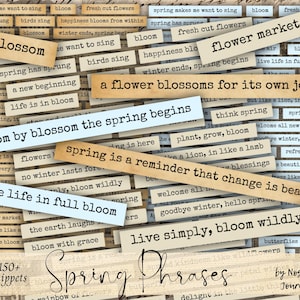 FRASI DI PRIMAVERA: Parole digitali, Parole stampabili per il diario spazzatura, Collage di effimeri, Oltre 150 etichette per il diario spazzatura, Abbellimenti per stratificazione